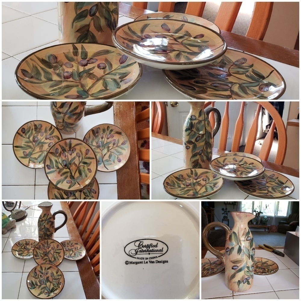 Olive oil dispenser with 4 bread plates